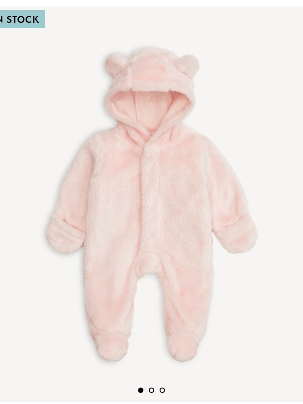 Magnetic Me Plush Hooded Footie in Pale Pink with Bear Ears